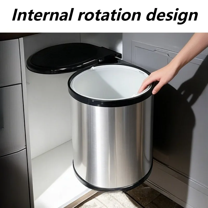Embedded Trash Can Internal Rotation Trash Bin Kitchen Portable Detachable Garbage Bins Household Anti Odor Waste Bins with Lid