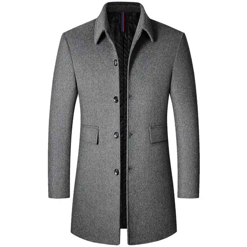 TFETTERS Brand Winter Coat for Man 2024 Autumn Solid Turn-Down Collar Wool Long Jacket Mens New Business Casual Keep Outerwear