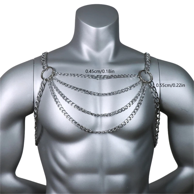 Gothic Chain Mens Punk Metal Alloy Chest Chain Jewellery