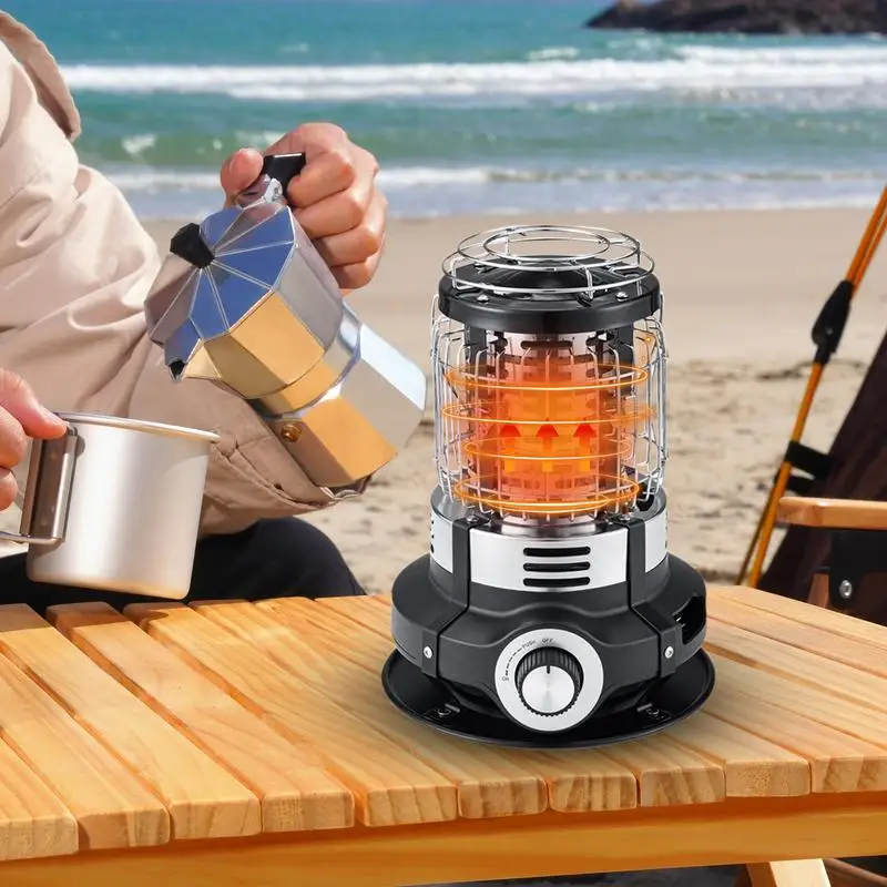 Patio Heater Portable Camping Burner 1500W Outdoor Space Heater Portable Tent Heater Stove With Tip-Over Protection For Camping