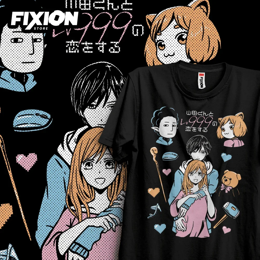 Camiseta de Anime para yamada-kun a Lv999, camiseta de Manga Negra