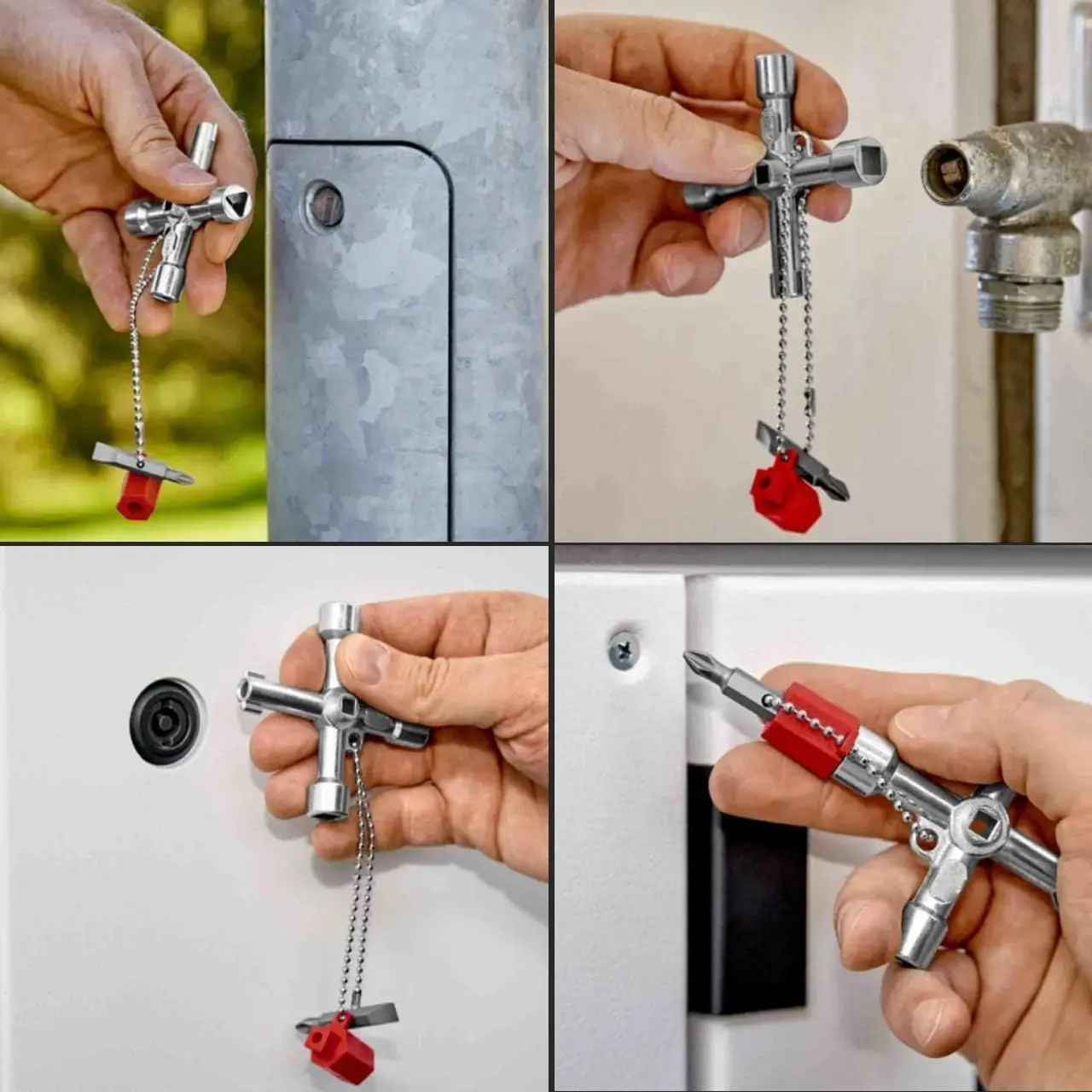 4in1 Silver Key Wrench Electrical Elevator Control Cabinet Valve Inner Triangle Quadrangle Screwdriver Tool Set
