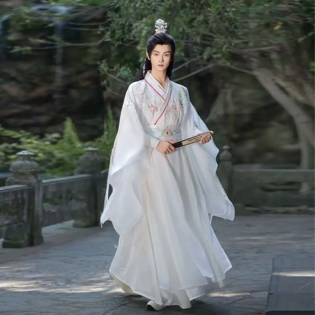 

Original Chinese Hanfu Men's Traditional Cross Collar Embroidery Costume Halloween Martial Fairy Cosplay Clothing Festival Event