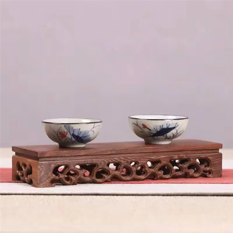 ABVJ-ミニチュア木製ベース フィギュア/花瓶ディスプレイスタンド コーヒー/紅茶セット用台座 盆栽植物ホルダー