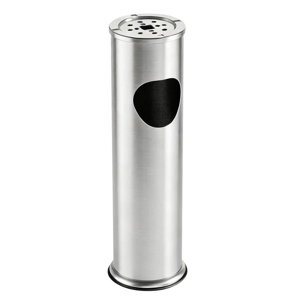 8L Stainless Steel Trash Can with Disposal Unit for Hotels and Lobbies Floor Standing Waste Bin Side Drop Opening