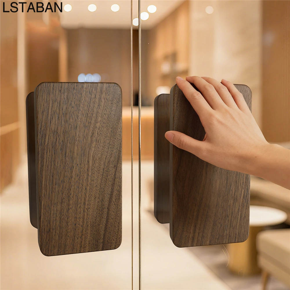 

Современная минималистская ручка для стеклянной двери из орехового дерева замок для раздвижной двери из цельного дерева ручка для стеклянной двери шкафа ручка для ворот виллы