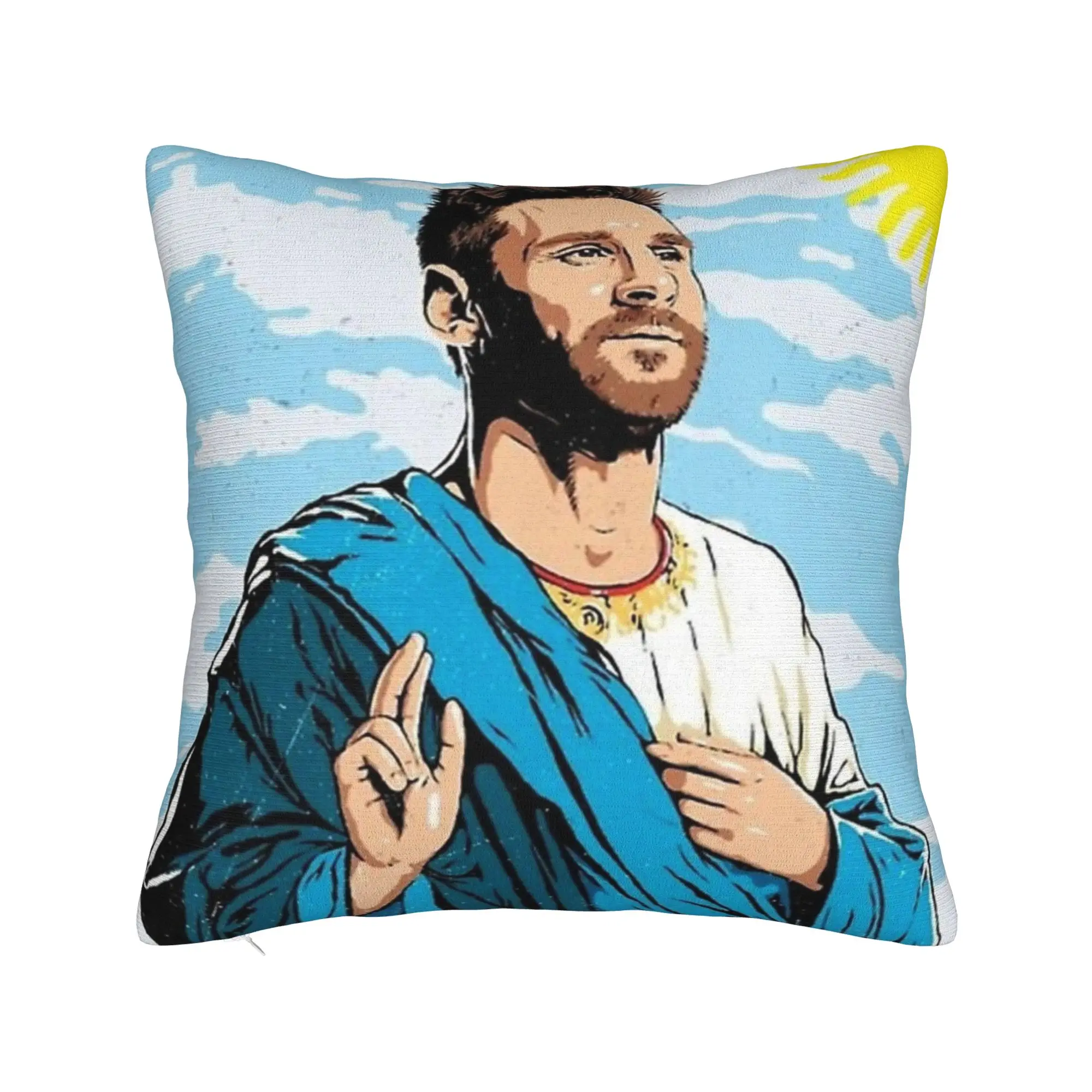 

Football Messis Pillowcase Printed Fabric Cushion Cover Gift Throw Pillow Case Cover Home Square 45X45cm