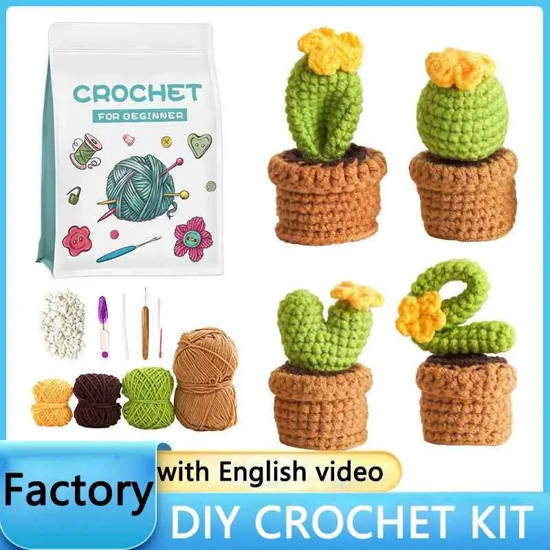 cactus-love-crochet-craft-kit-with-stepbystep-video-expert-level-finger-knitting-cotton-yarn-bag-geometric-pattern