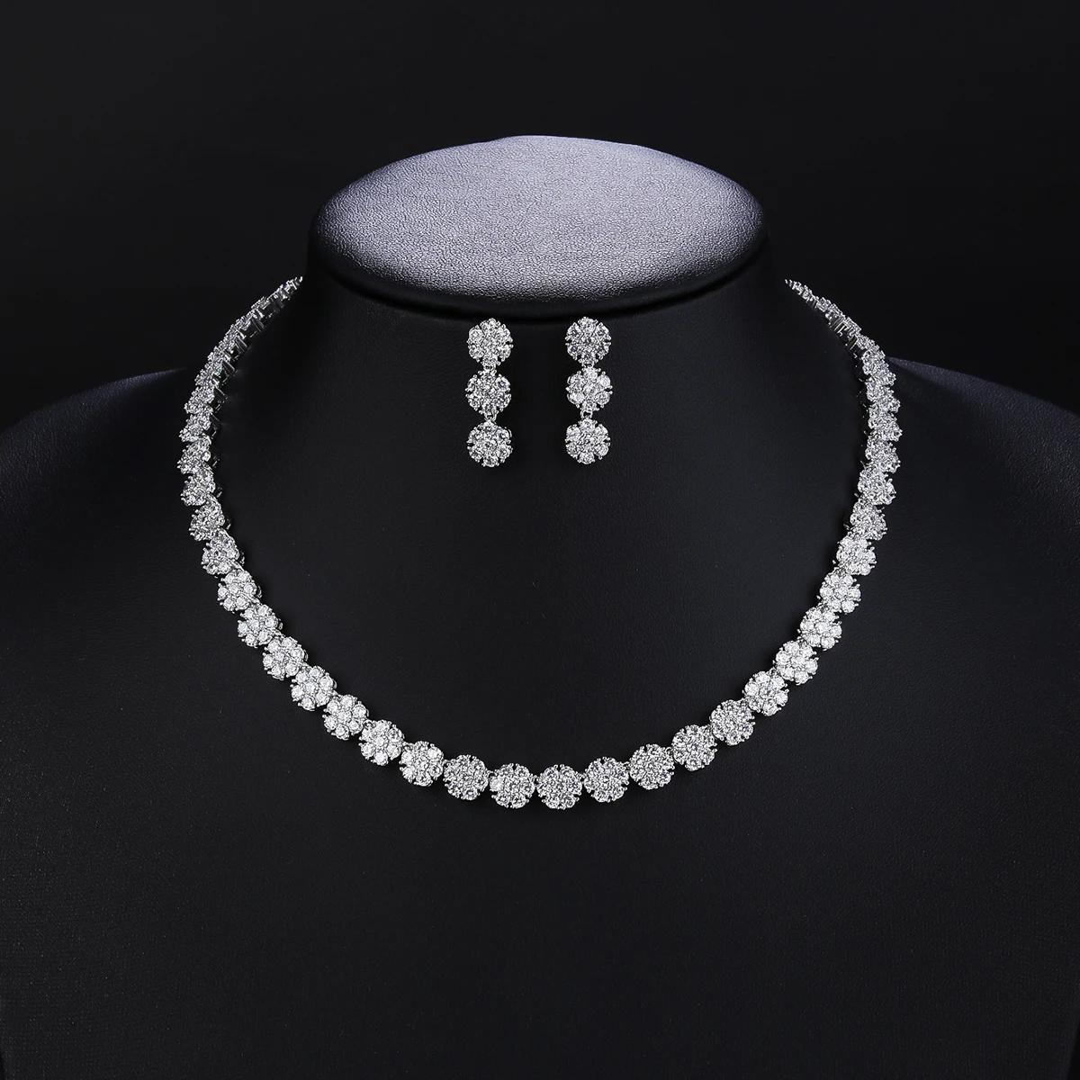 

Bridal Jewelry CZ Crystal Necklace and Earring Set, Suitable For Wedding Dinner, Girlfriend Gift, Free Shipping CN10269