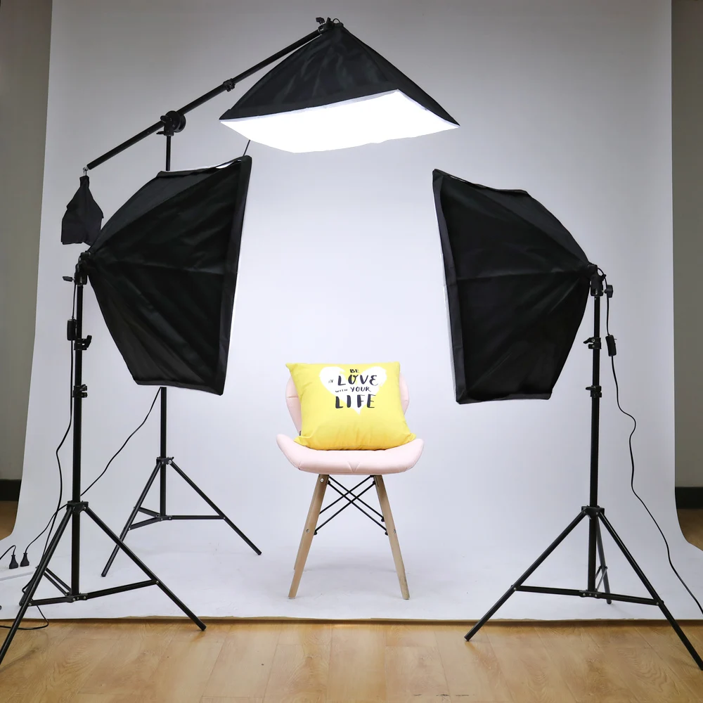 Professional Photo Studio Soft box Lights Continuous Lighting Kit Accessories Equipment With 3Pcs Soft Box,LED Blub,Tripod Stand