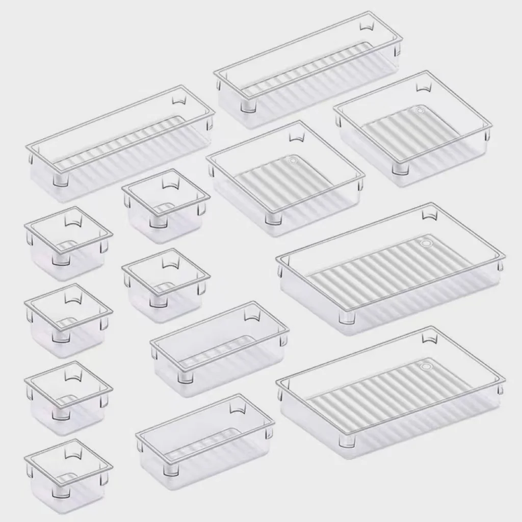 Lidless rectangular transparent plastic storage box organizer large household storage box small medium square clear jewely boxes