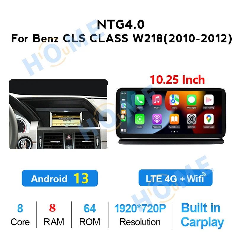 Zjz 8 núcleos android13 navegação gps para mercedes benz cls classe w218 2011-2017 ntg4.0/4.5 rádio automático estéreo carplay player de vídeo
