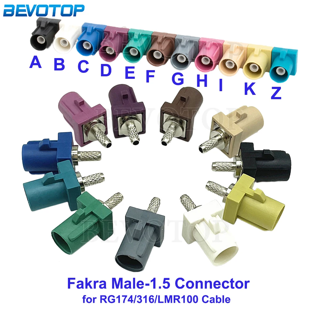 2Pcs/Lot Fakra Male Plug A/B/C/D/E/F/G/H/I/K/Z RF Coaxial Soldering Wire Connectors for RG316 /RG174 Pigtail Cable