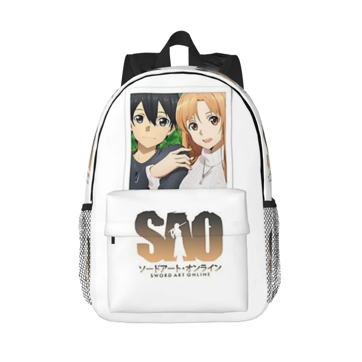 Tas sekolah ringan motif Kirito dan Asuna SAO untuk sekolah, luar ruangan, belanja, kantor 15 inci