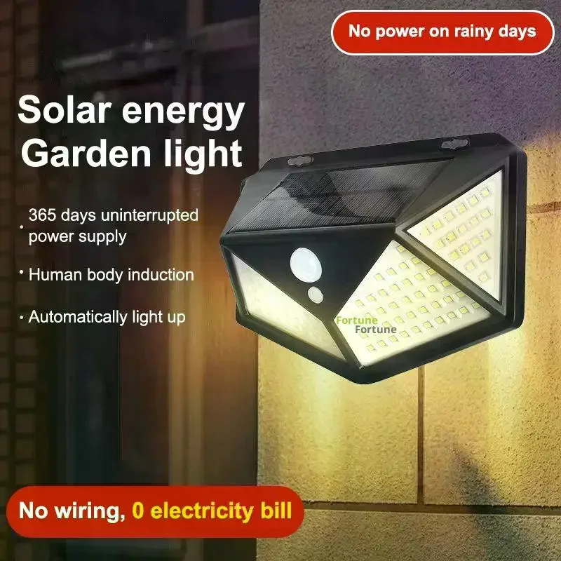 

100 LED Solar Wall Lights PIR Motion Sensor Wall Light Outdoor Waterproof IP65 Solar Powered For Fence Post Yard Pathway