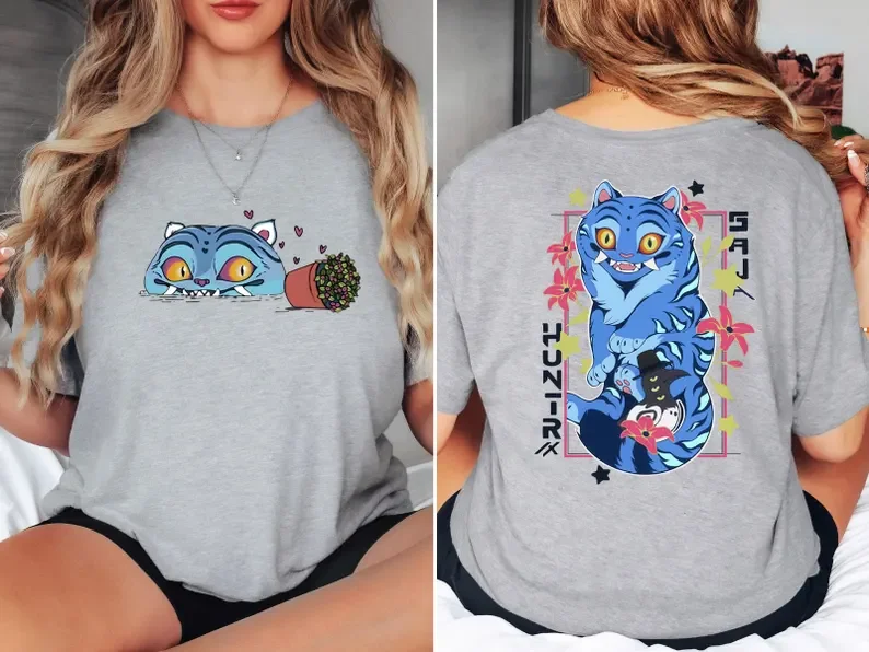 Kpop شيطان الصيادين النمر النمر والطيور شيطان هنتر النمر تي شيرت الصيادين النمر مروحة الحيوان قميص Kpop فيلم مروحة هدية