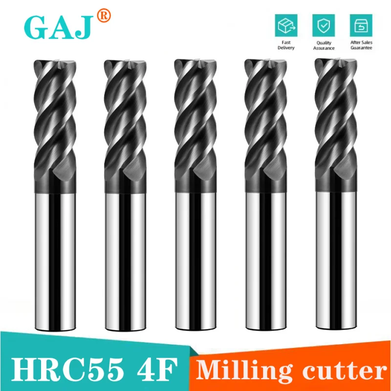 HRC55 R0.2 0,3 fresa de extremo de radio de esquina CNC R fresa de nariz de toro enrutador de Metal herramienta de acero de carburo de tungsteno R0.5 R1 4 flautas