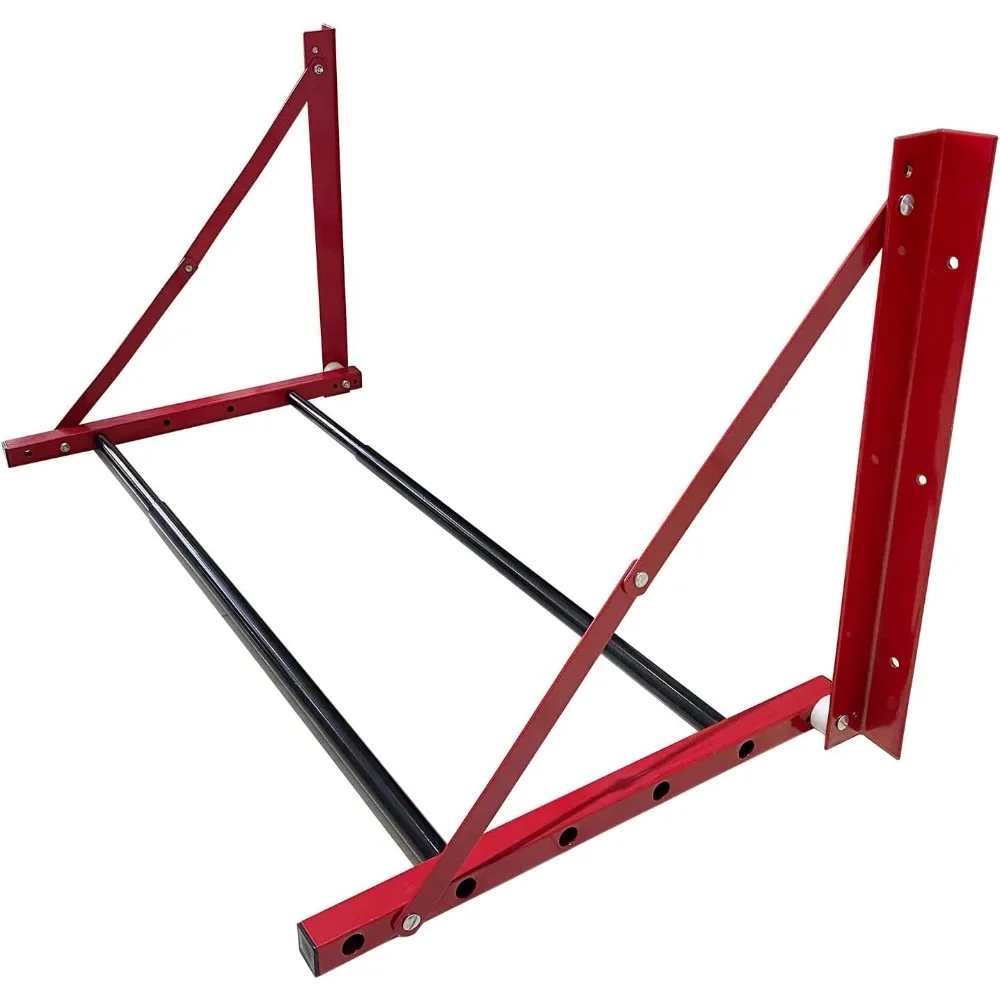 

Foldable Wall Mount Tire Rack for 4 Tires, Adjustable 32-48 Inches, Red Steel Storage Holder