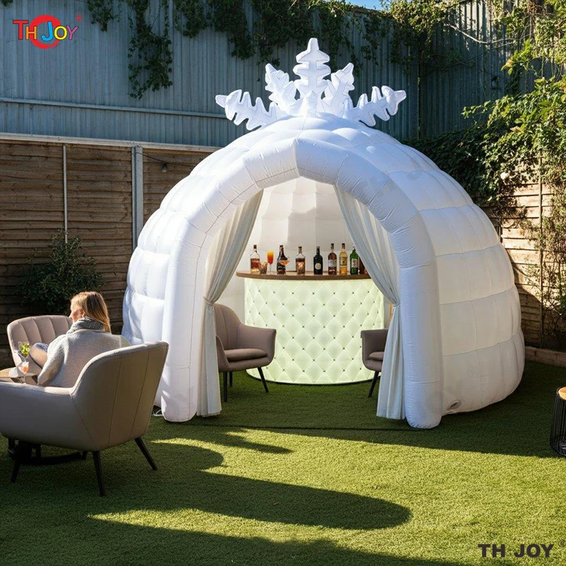 2025 New Design Outdoor Garden Inflatable Ice Bar Inflatable Snow Globe Igloo Inflatable Dome Tent