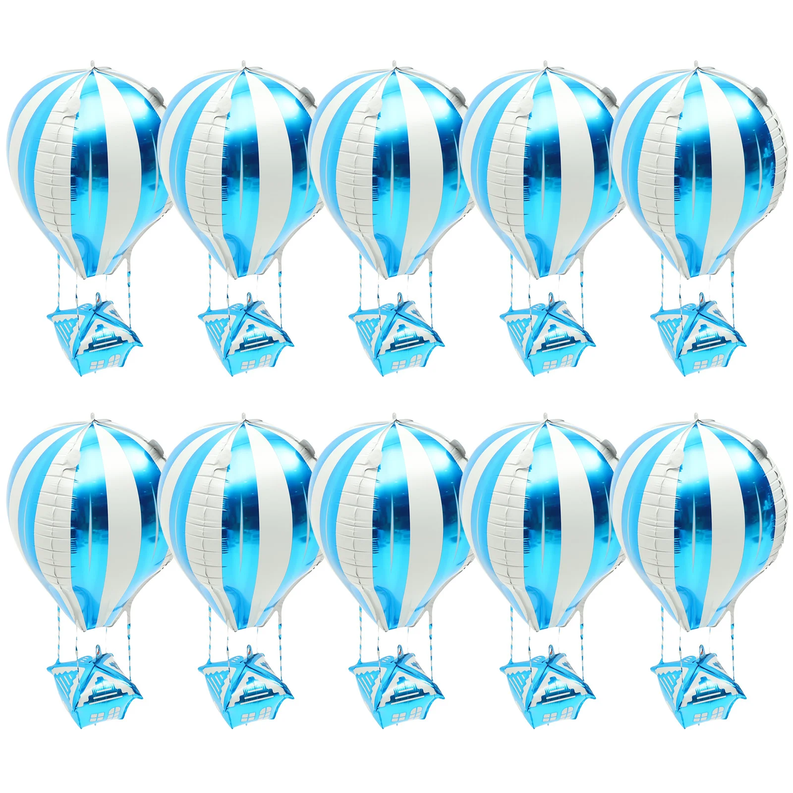 10 Pcs Clock Hot Air Balloon Child Modelling Balloons Metallic Aluminum Film Decor