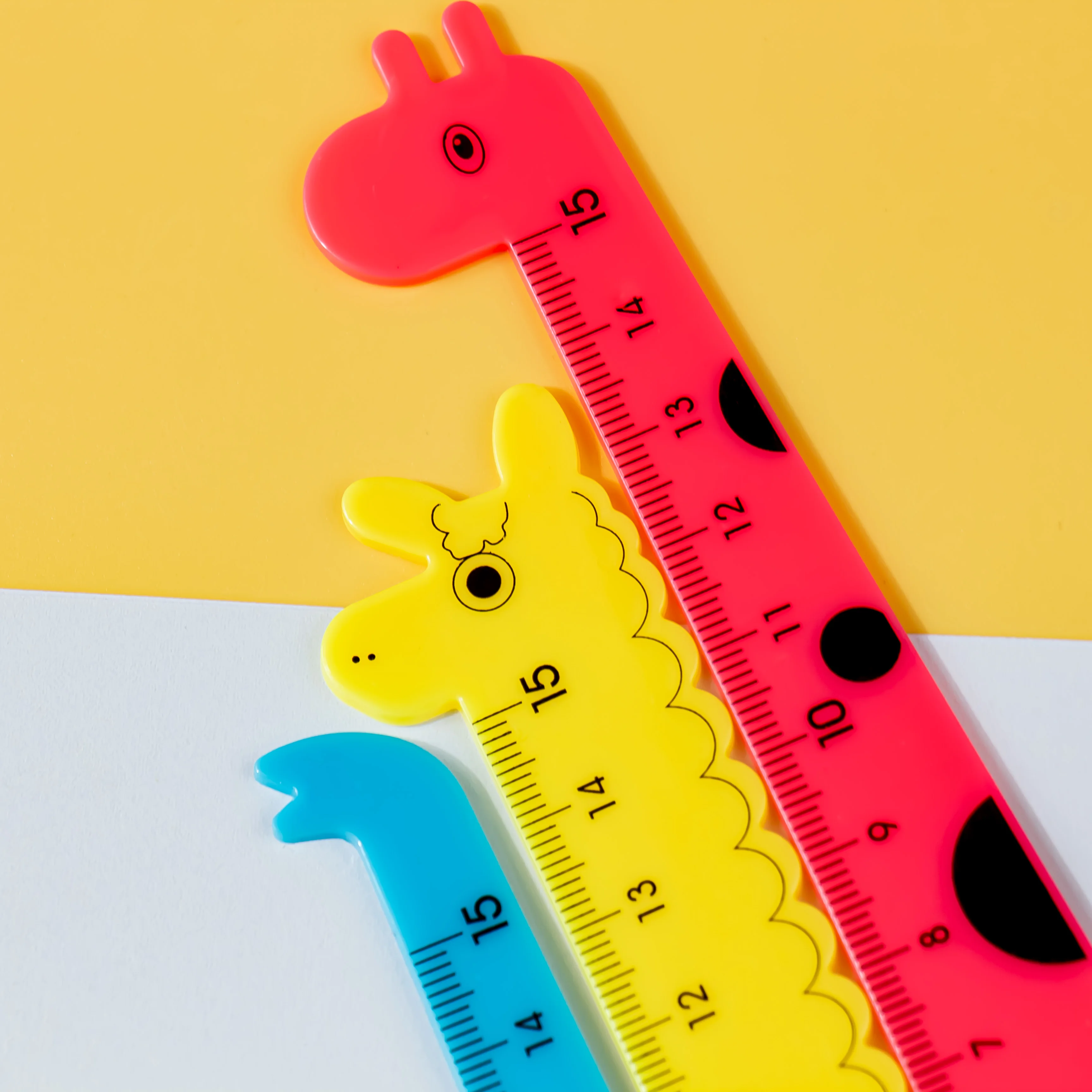 Kawaii 15cm Cartoon Animal Ruler Giraffe Elephant Llama Plastic Straight Ruler Kids Student Stationery Gift