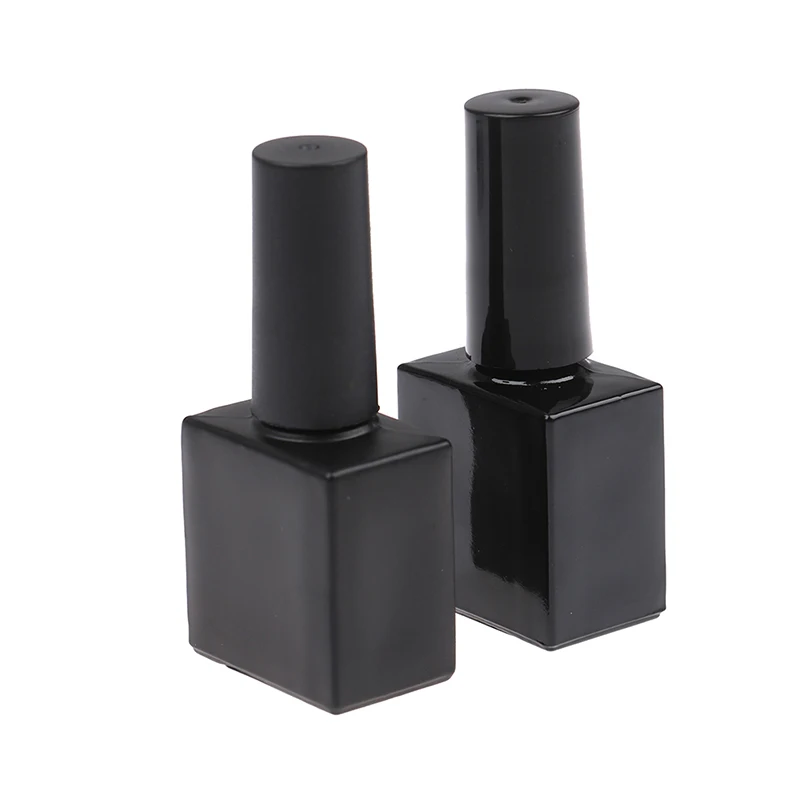 10ml Square nail polish bottle Empty UV Black Square Nail Polish Bottle + Small Brush Nail Art Container Glass Nail Oil Bottles