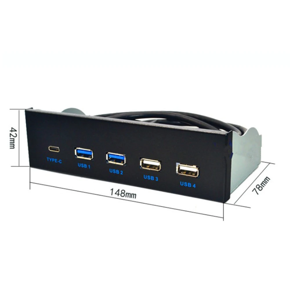 Panneau frontal USB 3.1 Gen2, 5.25 pouces, hub USB 3.0 + 2 ports USB 2.0 + 1 port de type C avec connecteur type-e