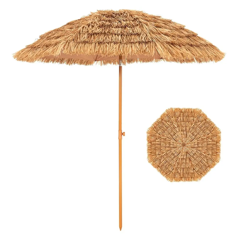

7.5 Ft Thatched Tiki Umbrella With Tilt, Patio Beach Umbrella For Outdoor Tiki Bar, Tropical Palapa, Backyard, Poolside,