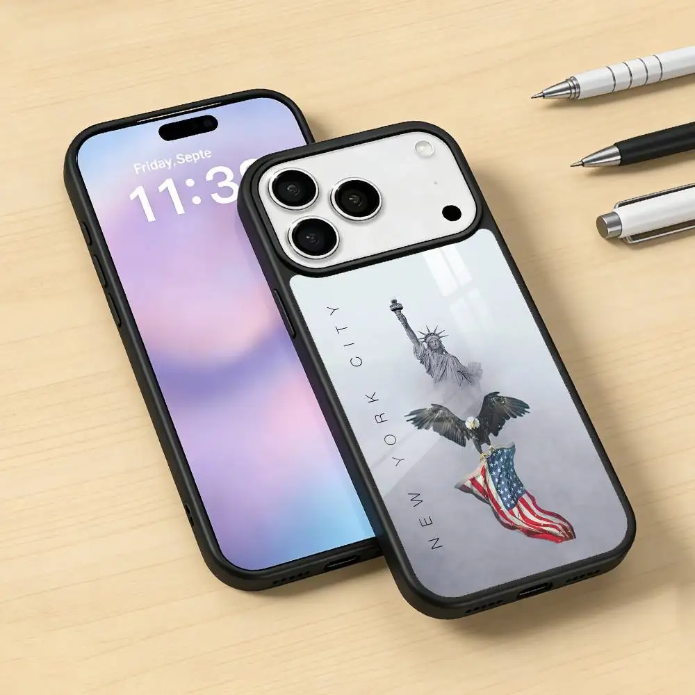 Statue L-Liberty America USA Flag Phone Case Magnetic For iPhone17 16 15 14 13 12 Pro Max For Magsafe Wireless Charging Cover