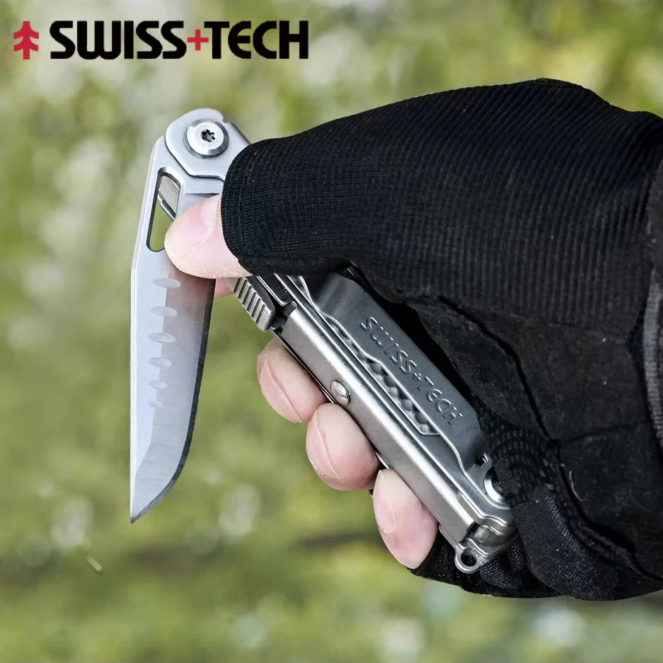 SWISS TECH 11 in 1 Scissors Screwdriver Mini Utility Knife Outdoor Portable Survival Camping EDC Tools Gadgets