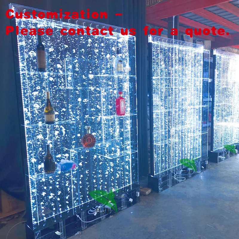 

custom.Factory Modern Home Bar Restaurant Furniture Glow LED Acrylic Bubble Wall Panel Bar Display Wine Cabinet