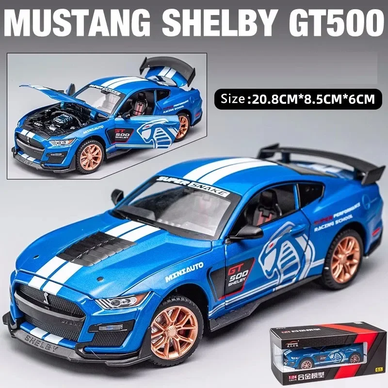 1/24 Alloy Car Model Simulation Sound And Light Pull Back Toy Car for Ford Mustang Viper Gt500 Boyfriend Collection Gift