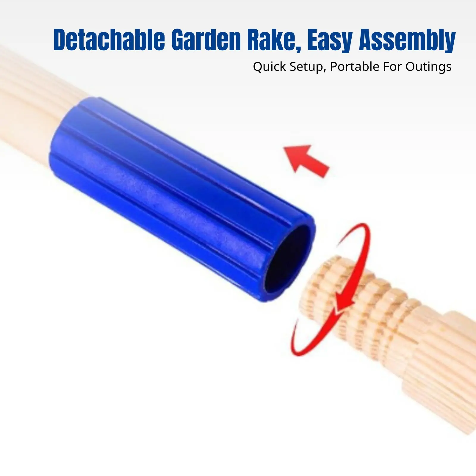 Detachable Foliage Rake for Kids, Garden Rake, Wooden Handle, Universal Tool, Easy Assembly