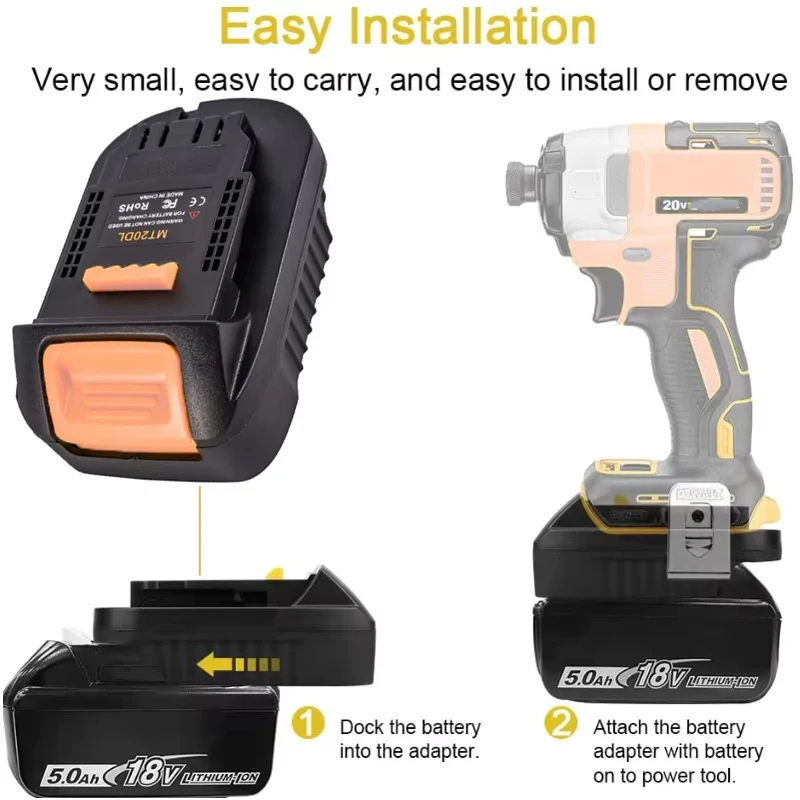 Adaptador de batería Mt20Dl para Makita, interruptor de 18V para Dewalt, herramientas de 18V y 20V para Makita Bl1830, Bl1860, Bl1815, batería de
