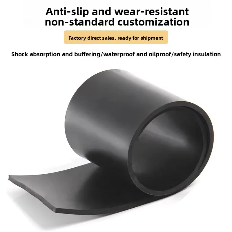 Black Thickened Industrial Rubber Sheet Oil‑Resistant Non‑Slip Rubber Pad Shock Absorbing Insulation Mat 3/5/10/12/15/20mm