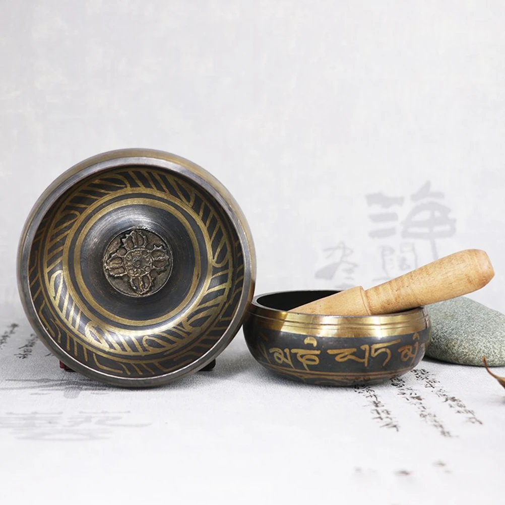 

Buddha Sound Bowl Delicate Meditation Yoga Singing Decorate Tibetan Bowls Wooden