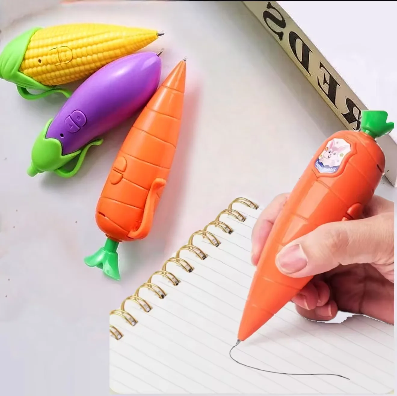 Judy Carrot Voice Recorder Pen Corn Eggplant Creativity Ballpoint Pen for Kids School Stationery with 60S Sound Recording Functi