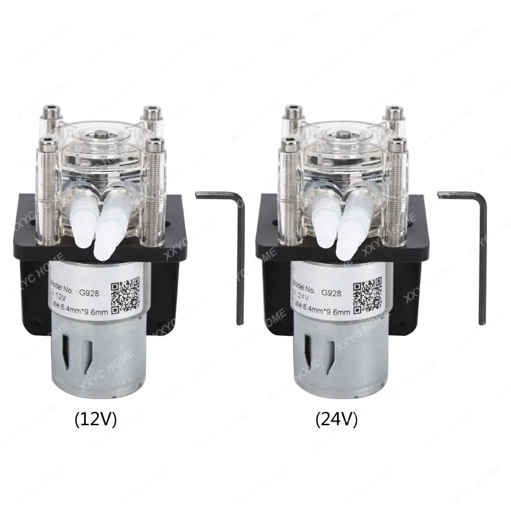 12/24V G928 Peristaltic Pump Large Flow Corrosion Resistant With Transparent PC Head 500mL/min DC Brushed Geared Motor