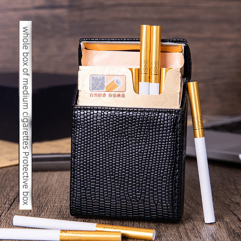 

6.5Mm Medium Cigarette Box Whole Pack of 20 Men's Cigarette Leather Fine Cigarette Case Portable Storage Box Accessories Gifts