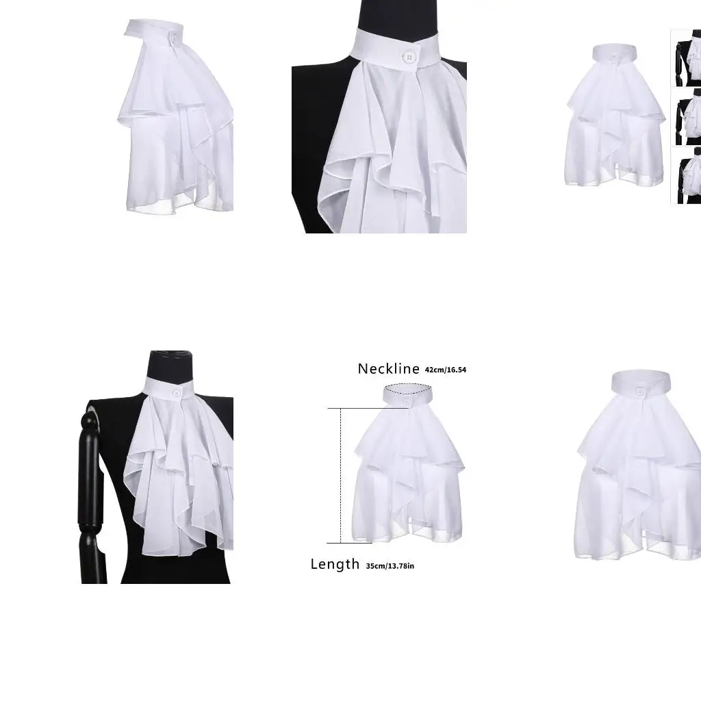 Women Medieval Ruffled Detachable Faux Collar Jabot Tie for Historical Reenactments and Theatrical Performances