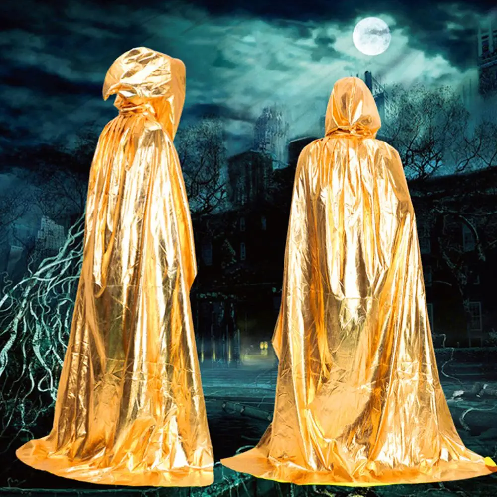 2023 Shiny Halloween Cloak Party Cosplay Adult Kids Long Witchcraft Robe Hood Cloak Cosplay Medieval Cloak Masquerade Costume