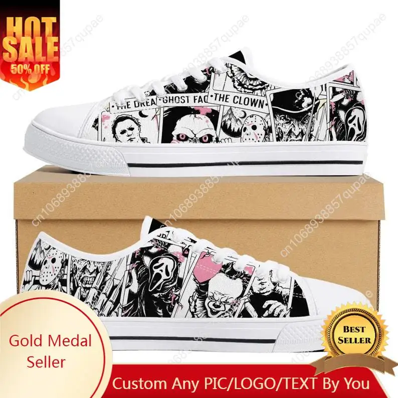 

Horror Halloween Low Top Sneakers Hot 3D Game Womens Mens Teenager High Quality Canvas Sneaker Couple Fashion Custom Built Shoes