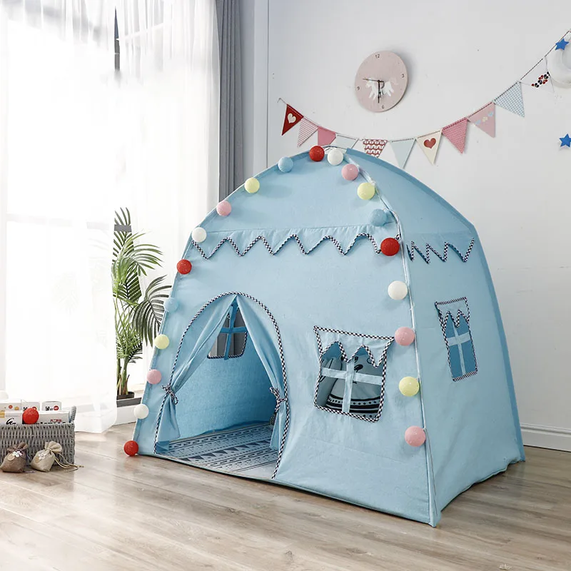 Grote Katoenen Kindertent Wigwam Kids Play House Indoor Outdoor Camping Huis Jongens Meisjes Draagbare Kasteel Tenten Cadeau Decor