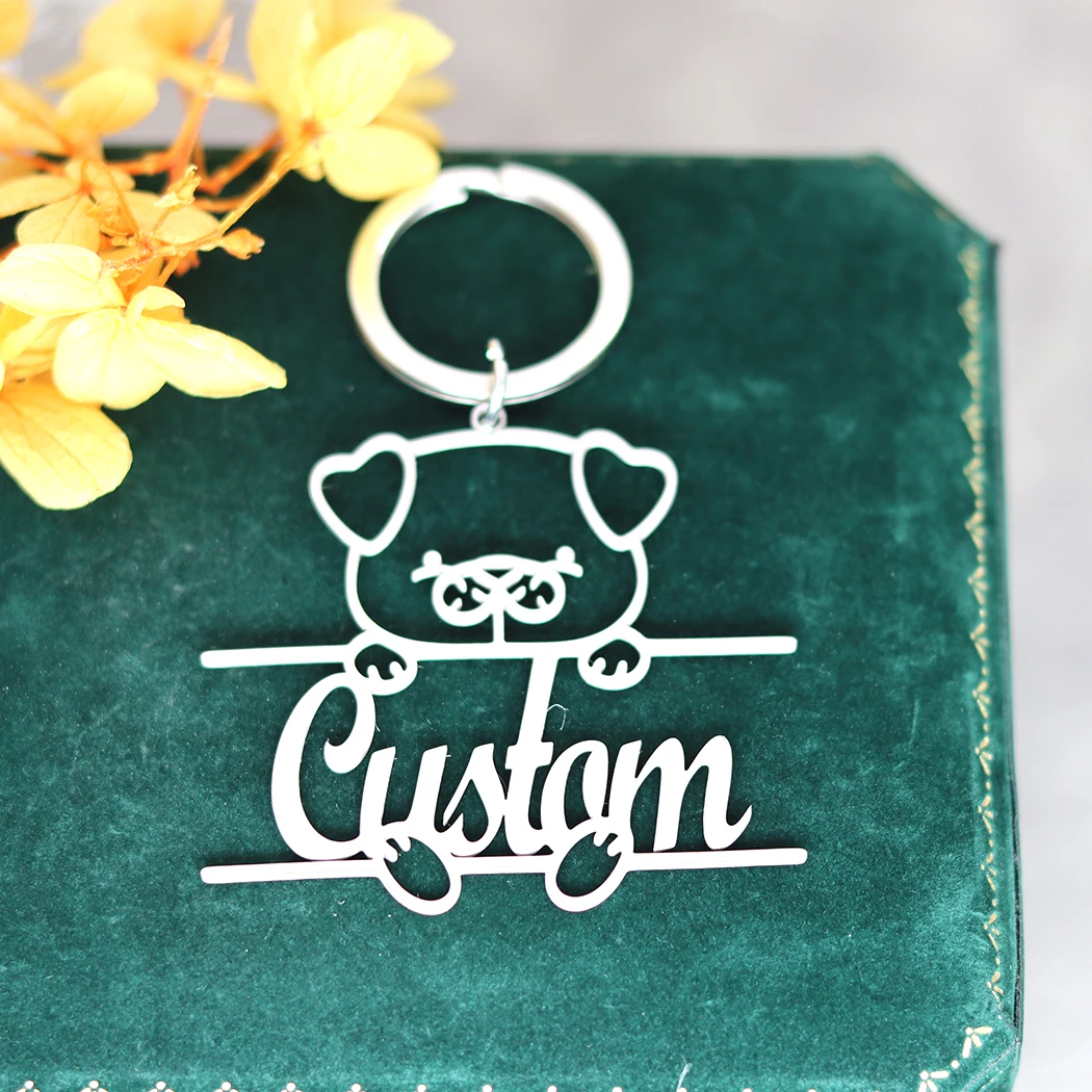 QIAMNI Cute Exquisite Pig Custom Name Keychain Fashion Bag Charm Car Key Holder Pet Animal Nameplate Pendant Keyring Gifts
