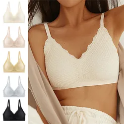 Nuovo Top in pizzo senza cuciture intimo donna piccolo petto raccolto antiscivolo senza anello in acciaio Sexy Sling bellissimo reggiseno posteriore sezione sottile