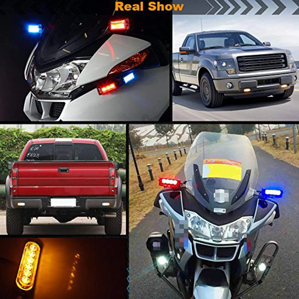 1PCS Universal 6 LED Strobe Light Emergency Light Grill Breakdown Auto Flashing For SUV Truck Motorcycle 12-24V Ligh