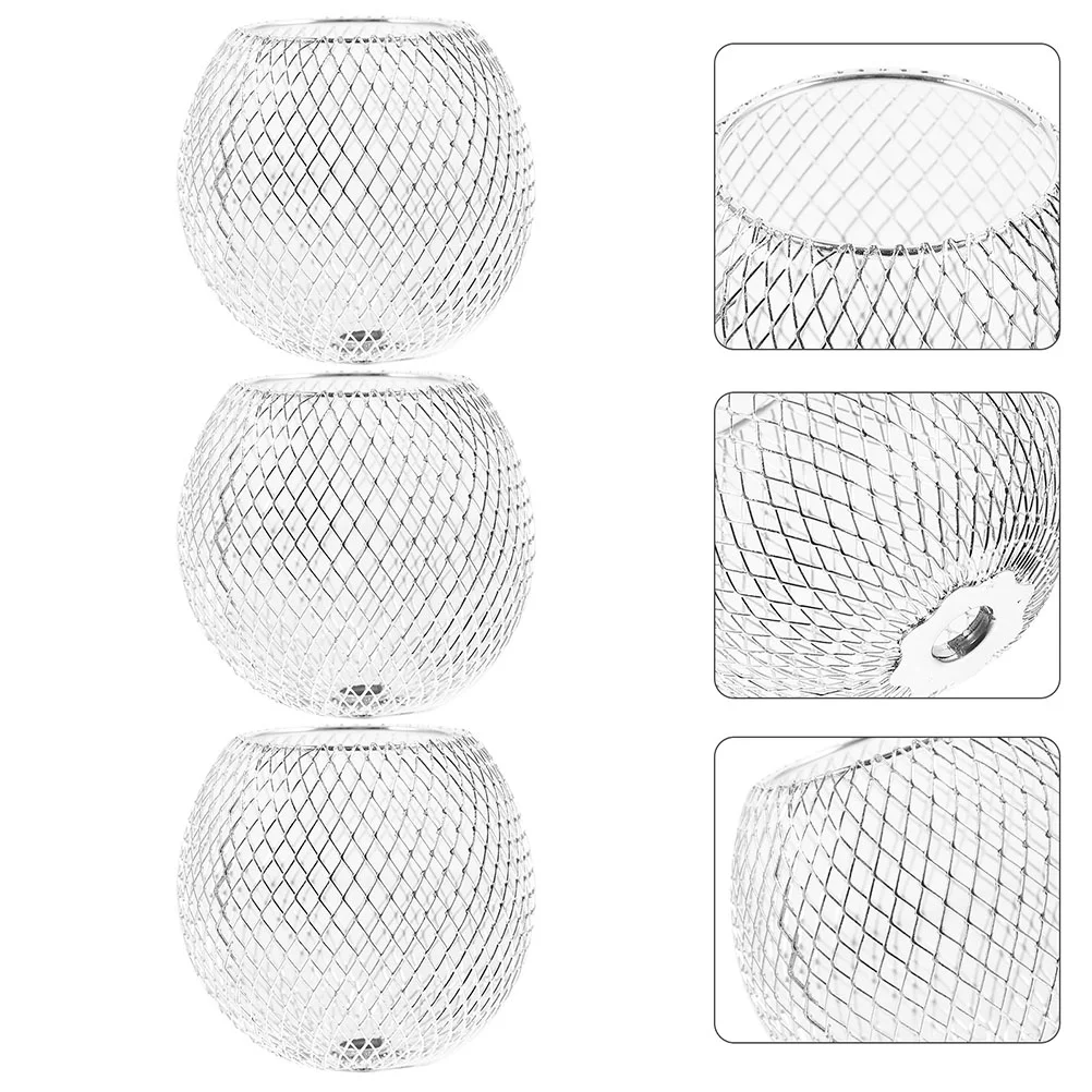 

4 Pcs European Style Lampshade Iron Mesh Ceiling Industrial Light Bulb Covers Bulbs for Wall Bare Pendant Macrame Lantern