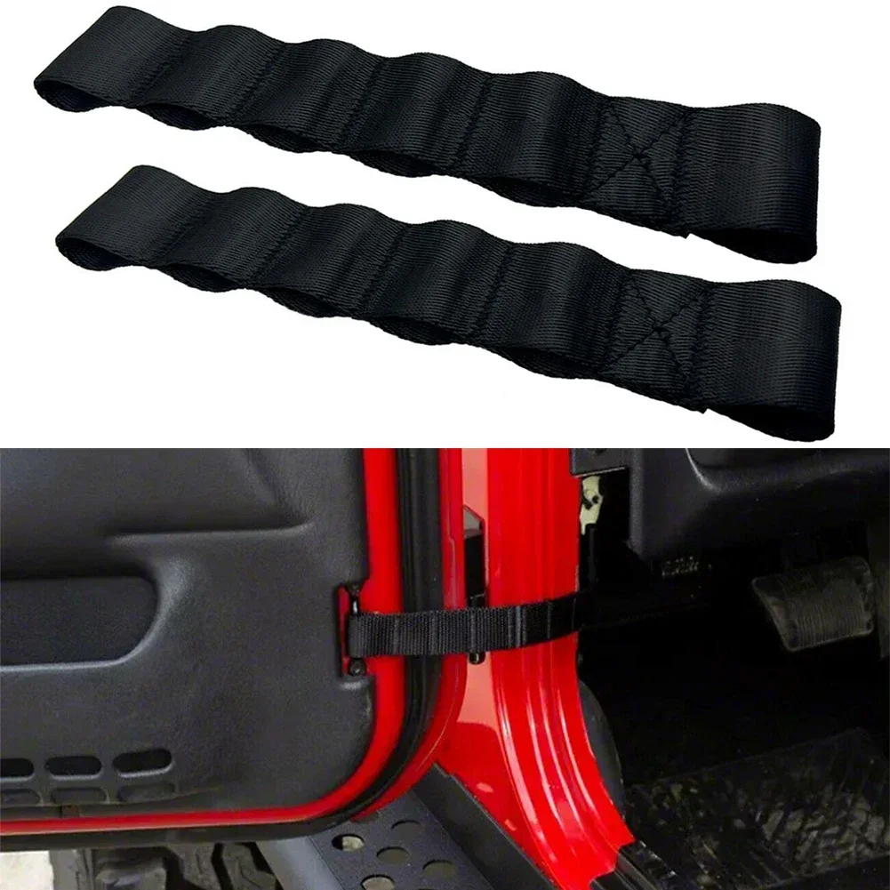 2x Car Door Limiting Check Strap Nylon Adjustable Door Check Straps For Jeep For Wrangler TJ JK JKU JL JLU 1995-21 Interior Part