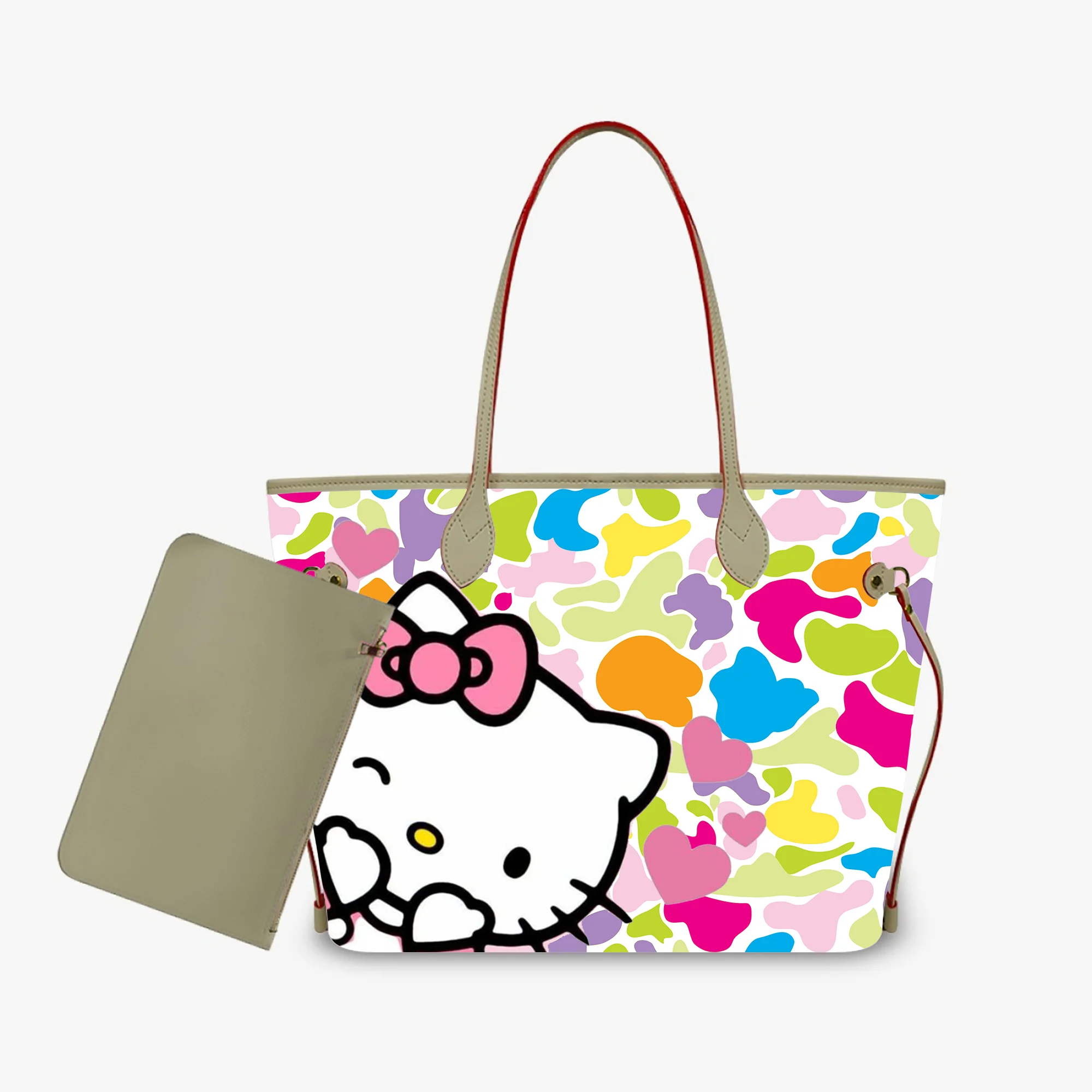 

Essential for a party High quality PU Cloud Camos camo camouflage Hello KittyWomen'S Large Capacity Handbag