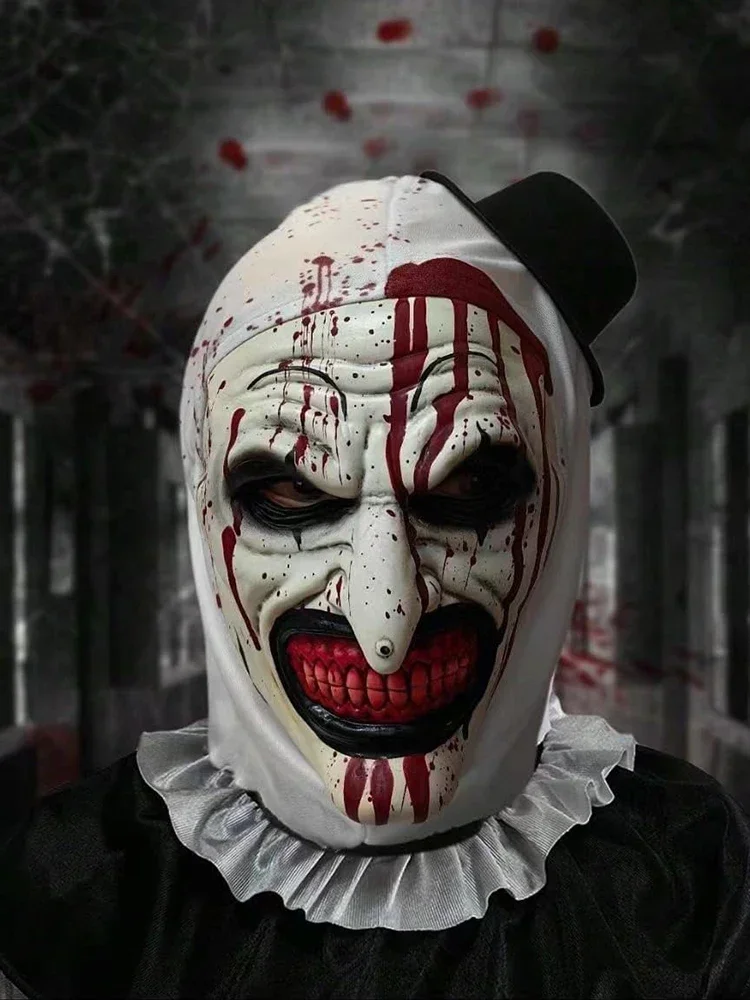 Halloween Gruselige Maske Terrifier Clown Latex Maske Horror Club Streich Kopfbedeckung Weihnachten Party Cosplay Kostüm Requisiten Zubehör